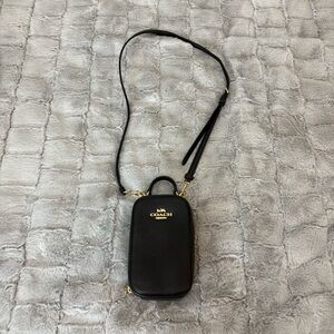 Coach Black Leather Crossbody with Gold Details